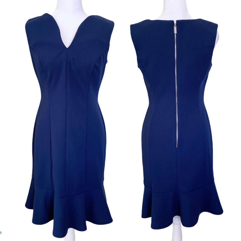 Apt 9 Navy Blue Fit and Flare V Neck Dress